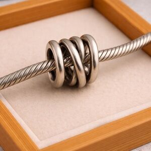 Trollbeads Sterling Silver Three Siblings Spiral Bead Charm .925 EUC LAA #246